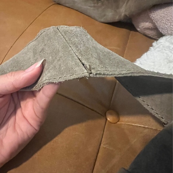 MNG Mango Genuine Leather Suede Trench Coat Belted Taupe Double Breasted - Picture 14 of 16